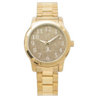 Goud gethematiseerde oversized horloge met monogra