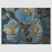 Goud getipt blauw papavers Decoupage Tissuepapier (Voorkant)
