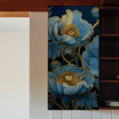 Goud getipt blauw papavers Decoupage Tissuepapier