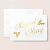 Goud Getrouwd en Vrolijk Kerstfeest Foto Folie Kaarten (Voorkant met envelop)