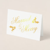 Goud Getrouwd en Vrolijk Kerstfeest Foto Folie Kaarten (Voorkant)