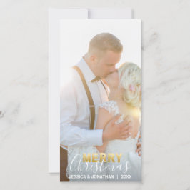 Goud GETROUWDE KERST Eerste vakantie | Voeg FOTO t Feestdagenkaart