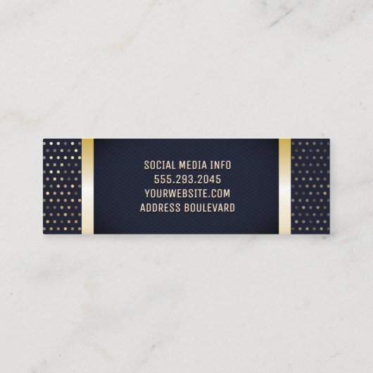 Goud gevlekt patroon | Donkerblauwe goudmetaal Mini Visitekaartje (Achterkant)