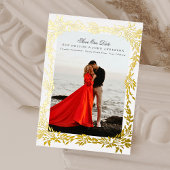 Goud geweven Lijst foto bruiloft opslaan van de da Folie Uitnodiging