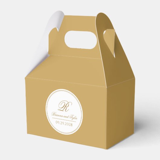 Goud Gewoon Elegant Klassiek Bruiloft Monogram Bedankdoosjes (Voorkant Zijde)