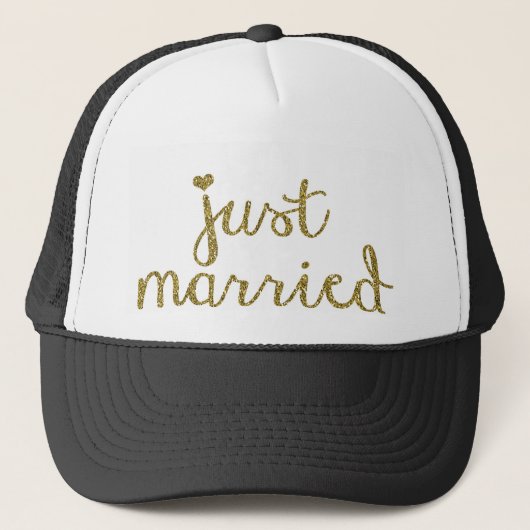 Goud Gewoon huwelijkscadeau Trucker Hat Pet (Voorkant)