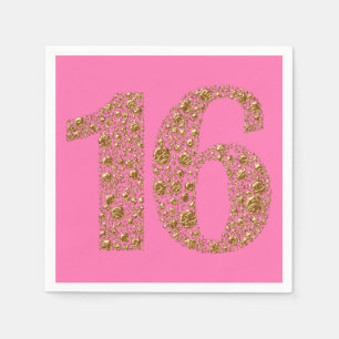 Goud Glam 16 Zestien 16e Verjaardag ELKE KLEUR Servetten