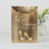 Goud Glam 50 en Fabulous Disco Bal Chocolade Kaart (Staand voorkant)