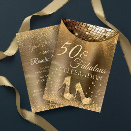 Goud Glam 50 en Fabulous Disco Bal Chocolade Kaart