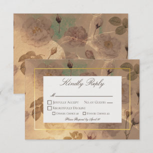 Goud  Glam Floral Modern RSVP Kaartje