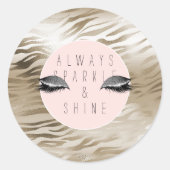 Goud Glam Glitzy Zilver Glans Ogen Strepen Ronde Sticker (Voorkant)