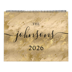 Goud Glam Marmer Modern Script Naam Foto Kalender