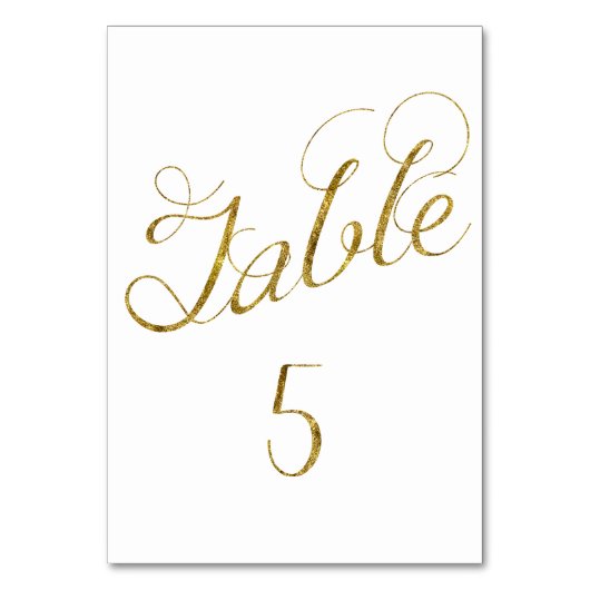 Goud Glam tafel 5 nummer Kaart (Voorkant)