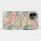 Goud Glam Tropisch Roze Perzik Hibiscus Case-Mate iPhone Case (Achterkant (horizontaal))