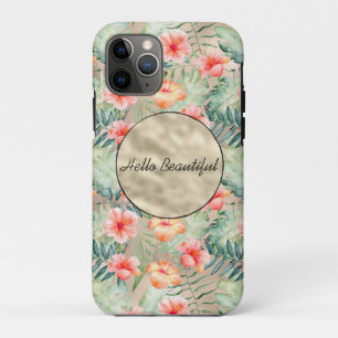 Goud Glam Tropisch Roze Perzik Hibiscus Case-Mate iPhone Case