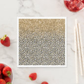 Goud Glam Zwart Leopard Print Glitter Sparkle Servet (Insitu)