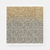 Goud Glam Zwart Leopard Print Glitter Sparkle Servet (Voorkant)