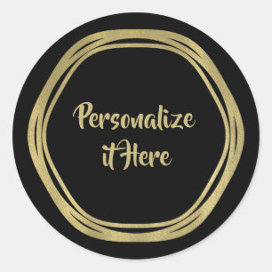 Goud Glam & Zwarte Ringen (Elke Kleur) Modern Glam Ronde Sticker