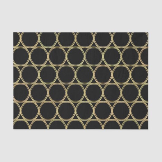 Goud Glam & Zwarte Ringen (Elke Kleur) Moderne Gla Tissuepapier (Voorkant)