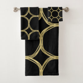 Goud Glam & Zwarte Ringen Moderne Glamour Bad Handdoek