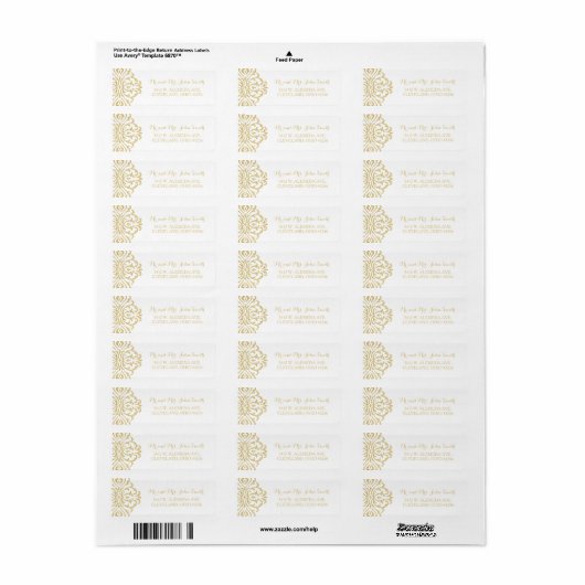Goud Glamour Elegance Return Adres Label (Full Sheet)