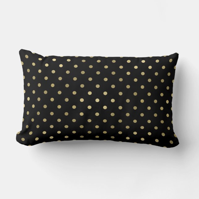Goud Glamour en Zwart en Wit Chic Stippen Kussen (Voorkant)