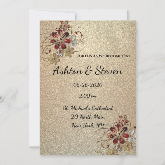 Goud & Glans Bruiloft Kaart (Voorkant)