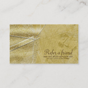 Goud glans Crystal Glam Salon Verwijs een vriend Aanbevelingskaartje