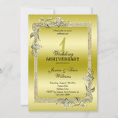 Goud Glans & Glitter 1e huwelijksverjaardag Kaart (Voorkant)