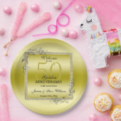 Goud Glans & Glitter 50ste gouden huwelijksjubileu Papieren Bordje (Feest)