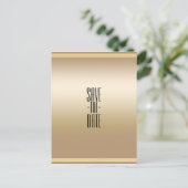 Goud Glans Shiny Chic Glam Bewaar de Datum Aankondigingskaart (Staand voorkant)