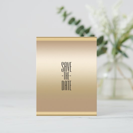 Goud glanzend chique glam Save the Date Aankondigingskaart (Staand voorkant)
