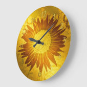 goud, glanzend, modern, stijl, gekleurd, zonnebloe grote klok (Hoek)