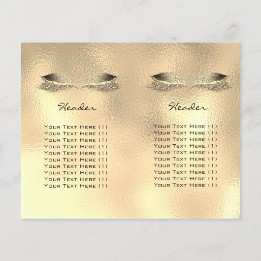 Goud Glas Glitter Make-up Oog Wimper Prijzen Folde Flyer (Achterkant)