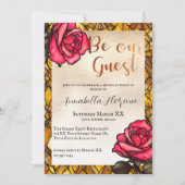 Goud Glas in lood Rozen Beauty en The Beast Kaart (Voorkant)