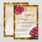 Goud Glas in lood Rozen Beauty en The Beast Kaart (Voorkant / Achterkant)