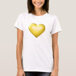 Goud glas t-shirt<br><div class="desc">Dit t-shirt heeft een gouden hart met een glassy uiterlijk in het midden. Klik op "Aanpassen!" om het gouden glazen hart opnieuw te rangschikken/te plaatsen, de T-shirt kleur te wijzigen en/of gepersonaliseerde tekst toe te voegen. Kies lettertypestijl, tekengrootte en kleur. Het gouden glazen hartontwerp is geweldig voor een viering van...</div>