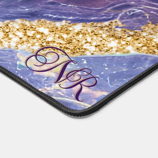 Goud glinsterend paarse holografische opaal & marm bureaumat (Hoek)