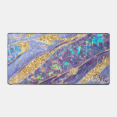 Goud glinsterend paarse holografische opaal & marm bureaumat (Voorkant)
