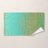 Goud glinsterend waterval-effect & turquoise aqua  bad handdoek (Handdoek)