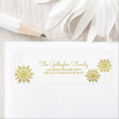 Goud glinsterende chique sneeuwvlok vakantie etiket (Insitu)