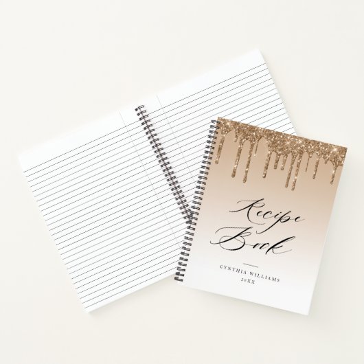 Goud glinsterende druppels Receptenboek Notitieboek (Binnen)