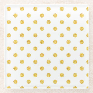 Goud glinsterende polkadots textuur glazen onderzetter