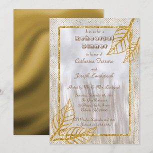 Goud & Glitter Bladeren Proefhuwelijksdiner Kaart