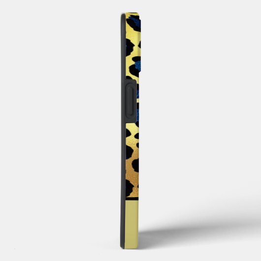 Goud Glitter Blauw Luipaard Print Naam Case-Mate iPhone Case (Achterkant / Rechts)