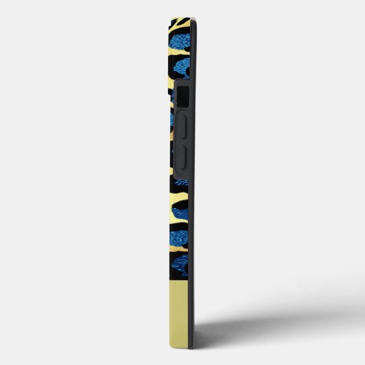 Goud Glitter Blauw Luipaard Print Naam Case-Mate iPhone Case (Achterkant / Links)