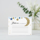 Goud glitter blauw maan Advies Kaart Baby shower (Staand voorkant)