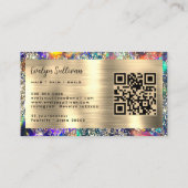 Goud glitter blauw opaal visitekaartje (Achterkant)