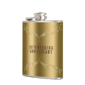 Goud & Glitter Bloemen Lijst Over Goud Heupfles (Links)