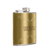 Goud & Glitter Bloemen Lijst Over Goud Heupfles (Rechts)